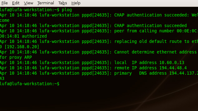 Linux — результат команди plog
